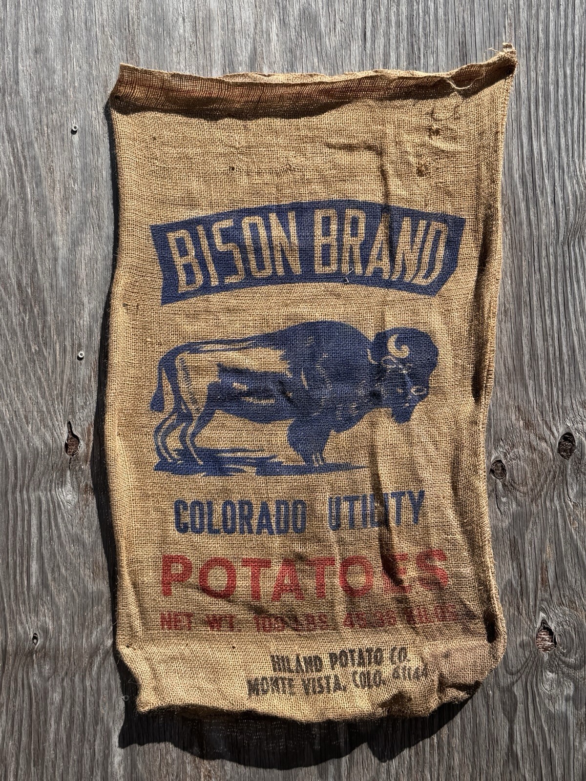 Sunday 22nd Sale Colorado Brand Potato Sac Burlap Bag Bison Buffalo