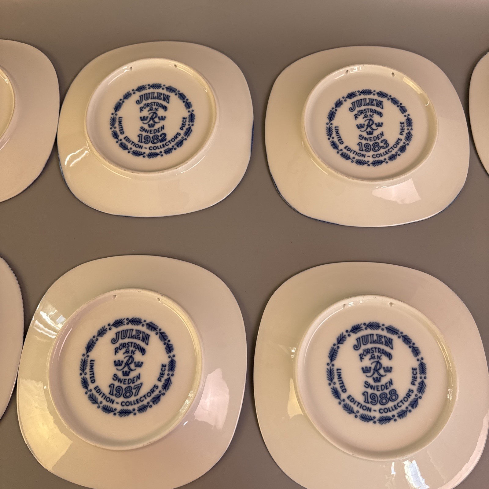 JULEN RORSTRAND Plates Lot Of 10 Sweden – Blue White Limited Edition 1980 – 89