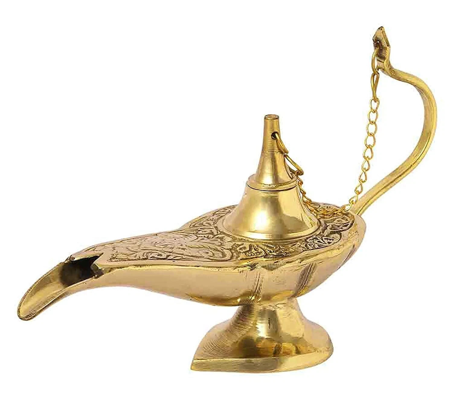 8 inch Hand Crafted Metal Brass Aladdin Chirag Home Decorative Golden