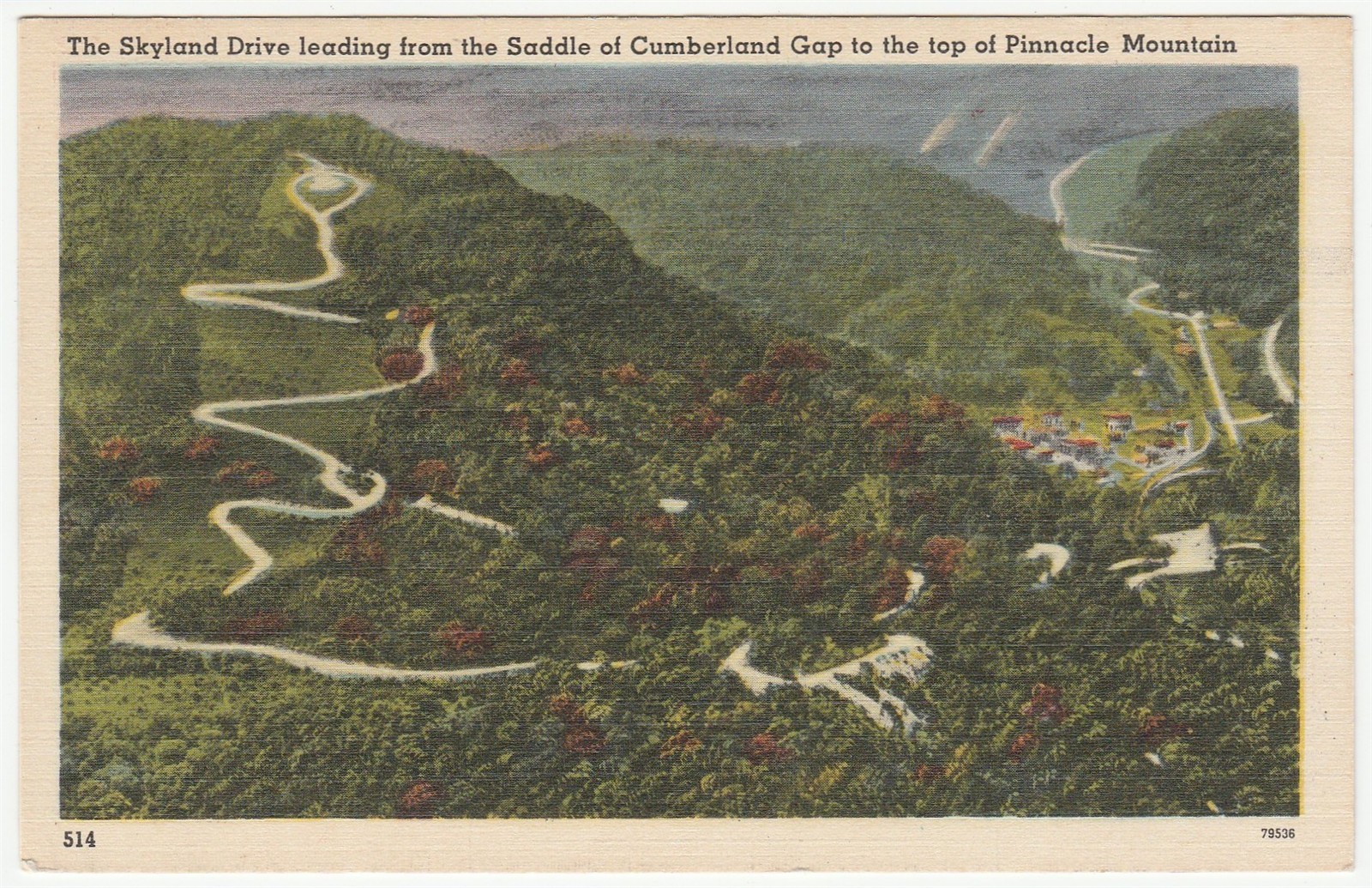 Vintage Postcard Skyland Drive from Cumberland Gap to Pinnacle Mountain NC 1956