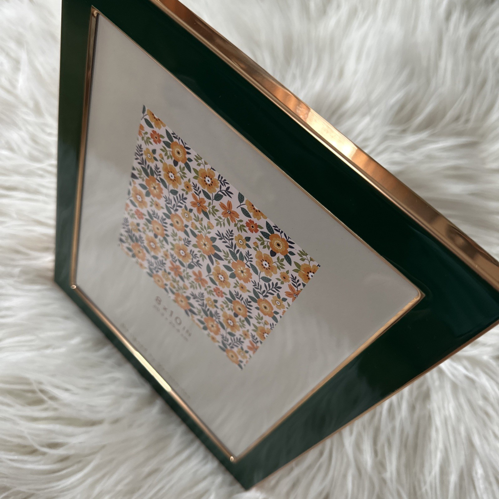 Green & Gold Trim Metal 8″x10″ Free Standing Or Hanging Photo Art Frame NEW