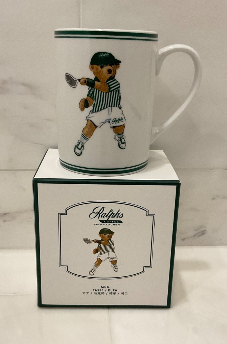 NEW Polo Ralph Lauren 14oz RALPH’S COFFEE TENNIS BEAR Porcelain Coffee Tea Mug