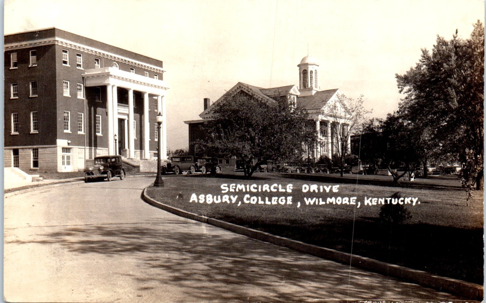 1910s Semicircle Drive Asbury College Wilmore Kentucky Real Photo Postcard