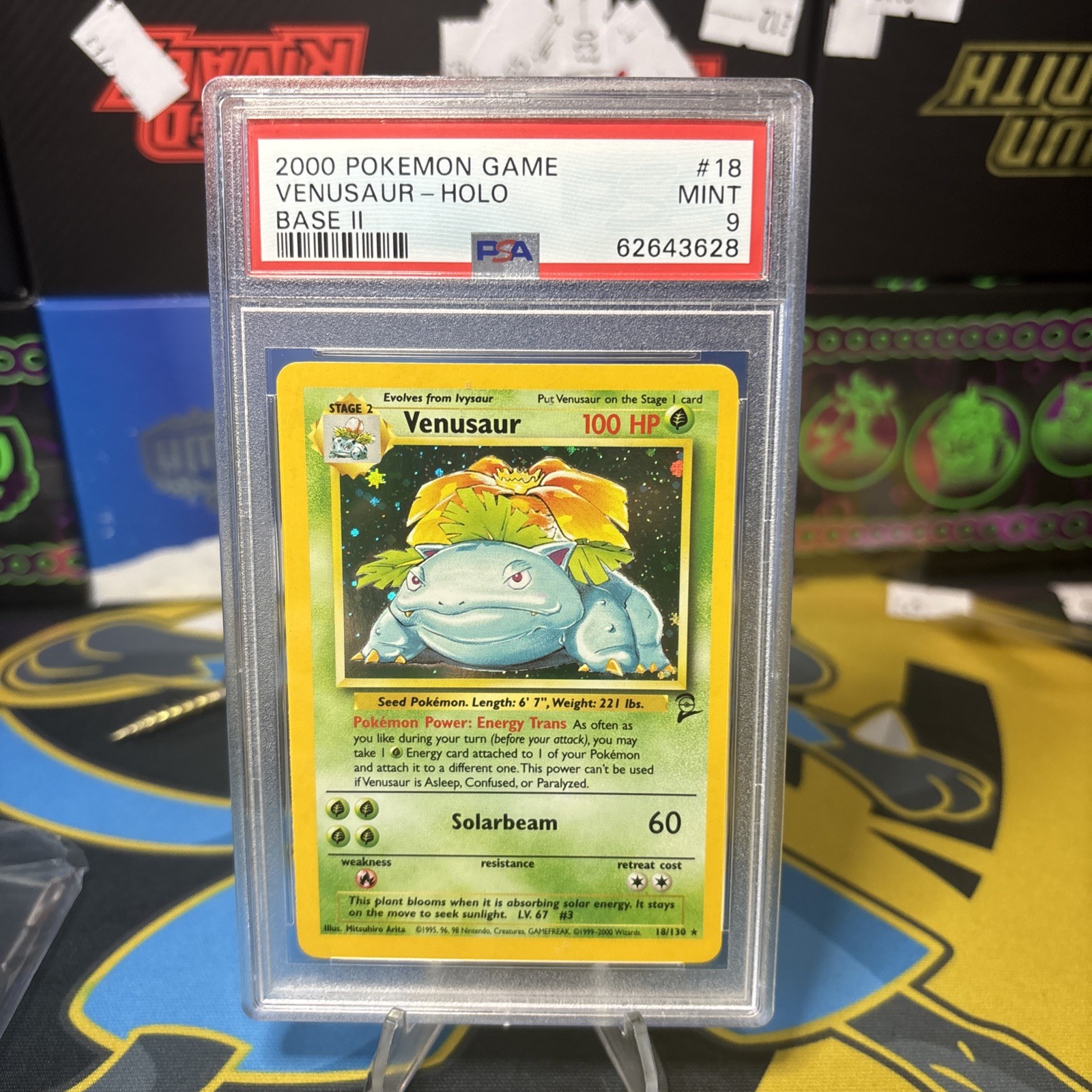 Pokemon Cards – PSA 9 Venusaur 18/130 – Base Set 2 Holo – MINT – PSA9