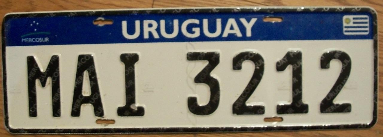 SINGLE SAN JOSE, URUGUAY LICENSE PLATE – MAI 3212