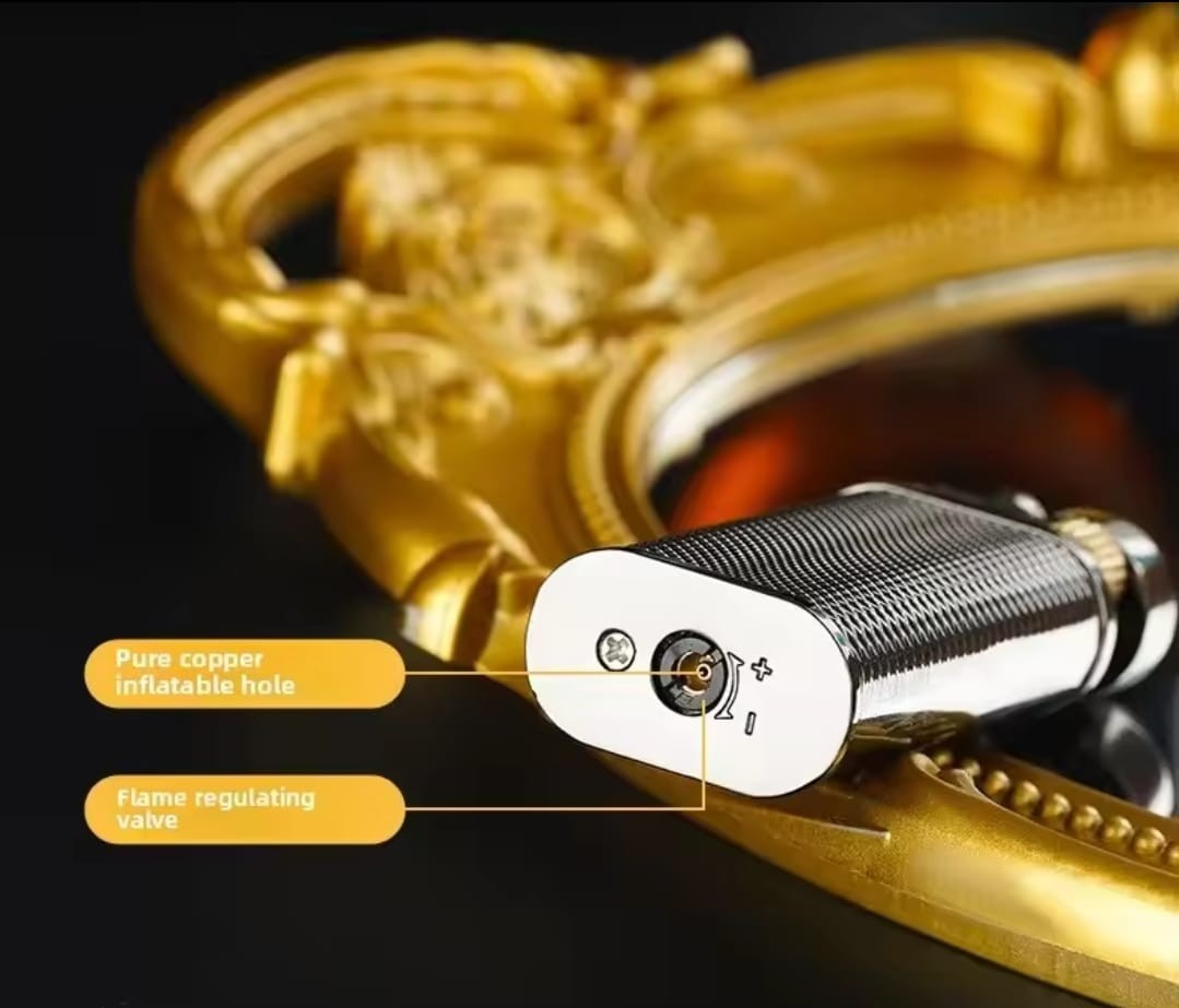 Retro Zinc Alloy Metal Oblique Fire Butane Gas Cigar & Cigarette Lighter