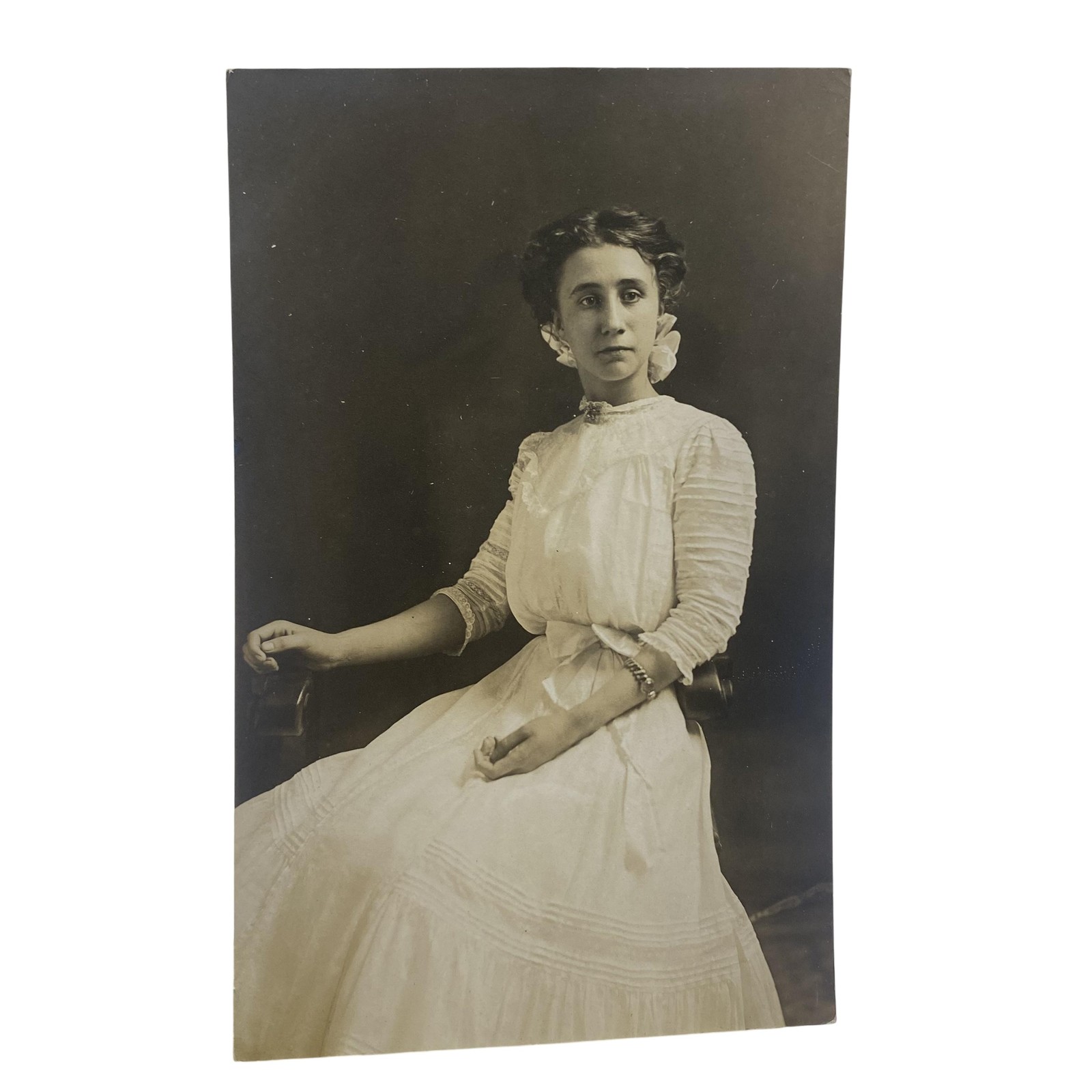 Vintage C1910s Miss Hickey Woman Portrait RPPC Real Photo Postcard AZO Unposted