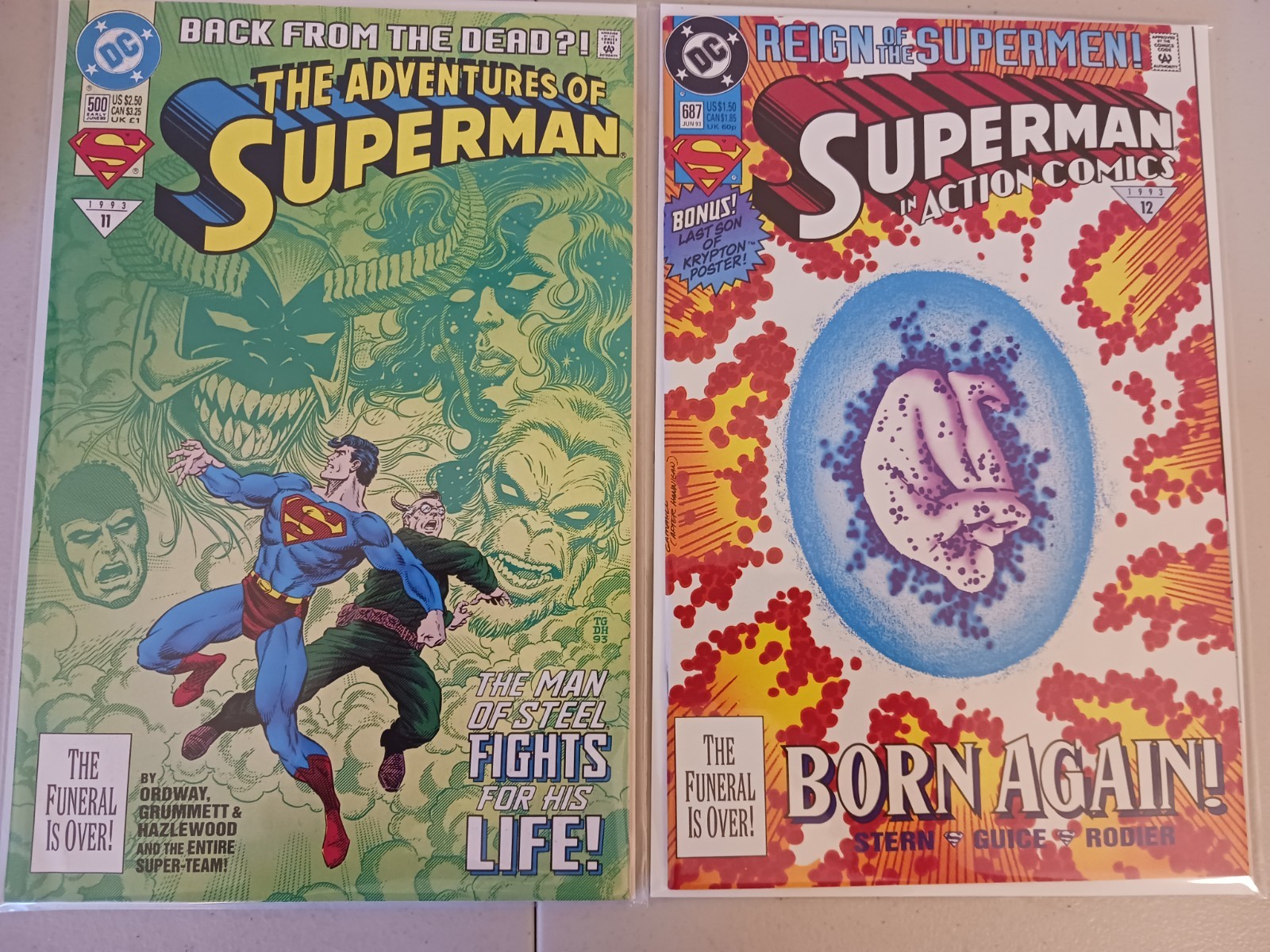 Superman 1993 Full Year Triangle Era Run #1-40 Complete Set, Lot of 40, VF