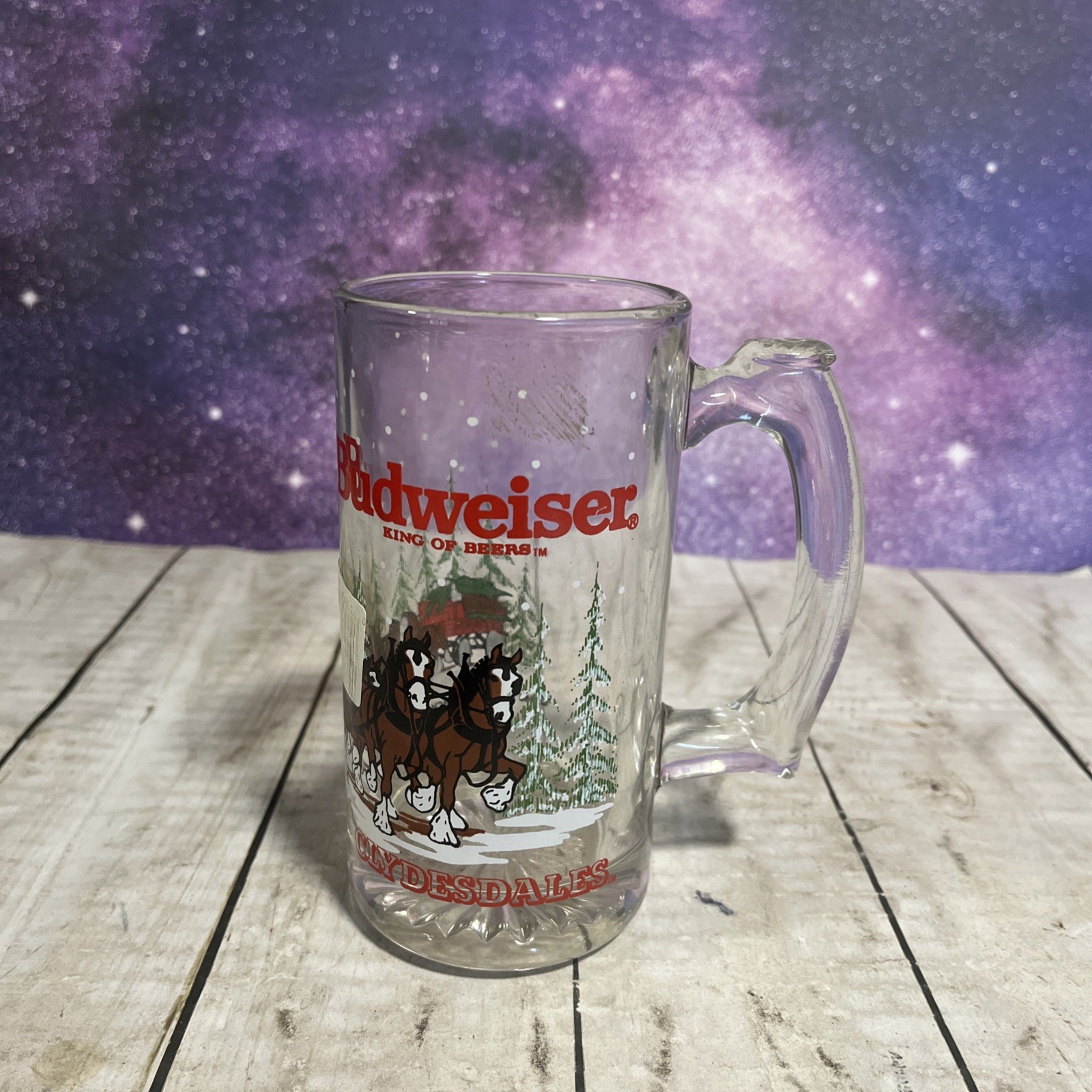 Anheuser Busch Budweiser 1988 Clydesdales Beer Mug Stein Glass Vintage