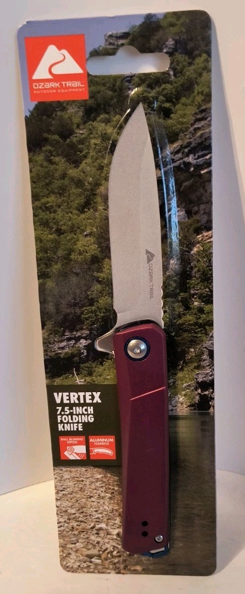 Ozark Trail 7.5 in Folding Knife, Aluminum Handle, Purple New! Free Shipping!