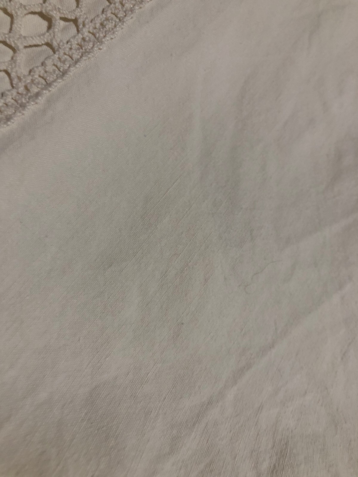 Vintage White Linen Flat Sheet Tablecloth Crochet Lace Insertion Trim 256x200cm