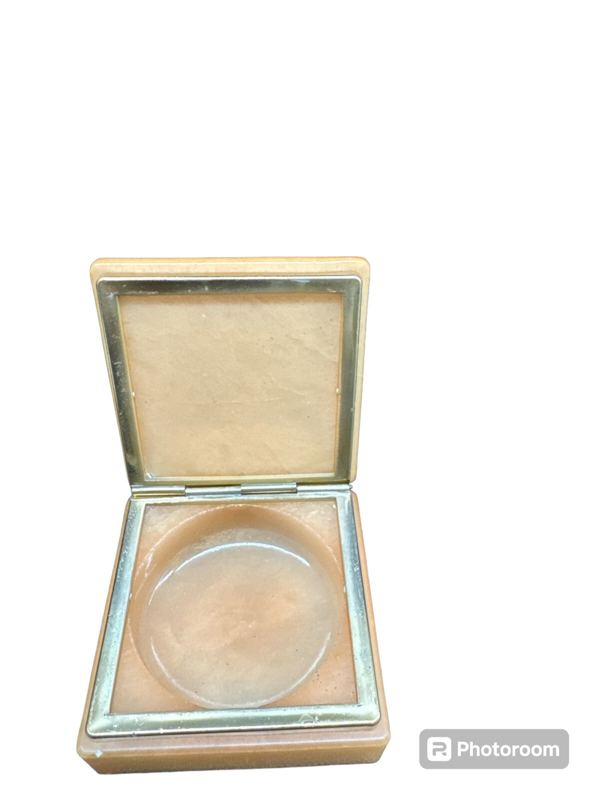 VTG Genuine Alabaster Hand Carved in Italy Trinket Jewelry Box Cream w/ Flowers