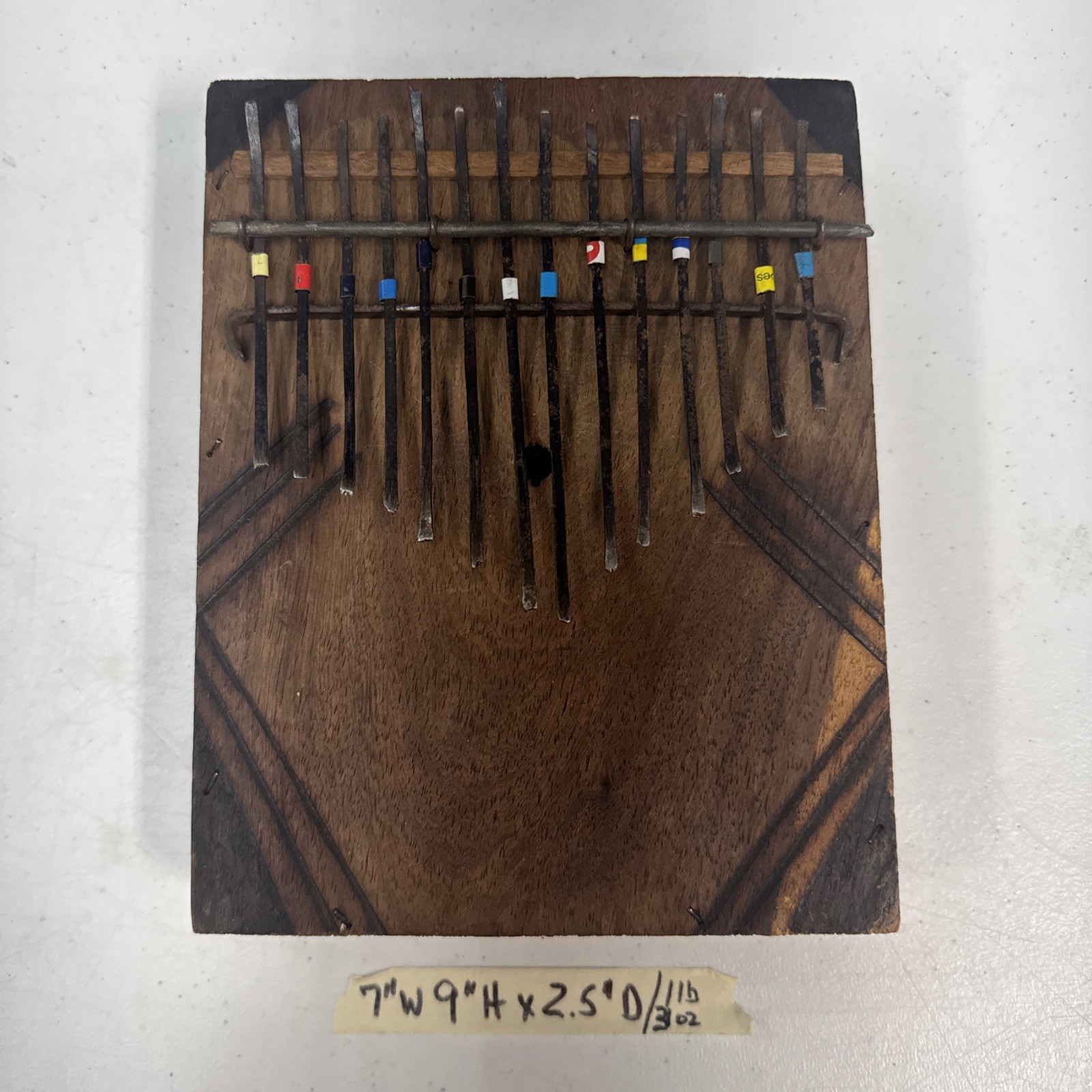 ANTIQUE AFRICAN – “MUSIC INSTRUMENT” WOOD 9″ H X 7” W X 2.5” D 1 lb 1 oz