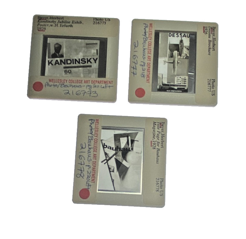Lot of 3 Vintage 35mm Art Slides – Herbert Bayer Bauhaus Poster Design, Kandinsk