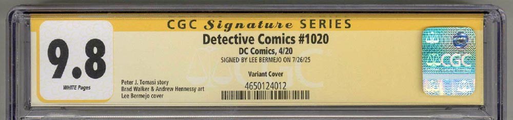 DETECTIVE COMICS #1020 CGC 9.8 SS SIGNED LEE BERMEJO VARIANT COVER BATMAN POP 3