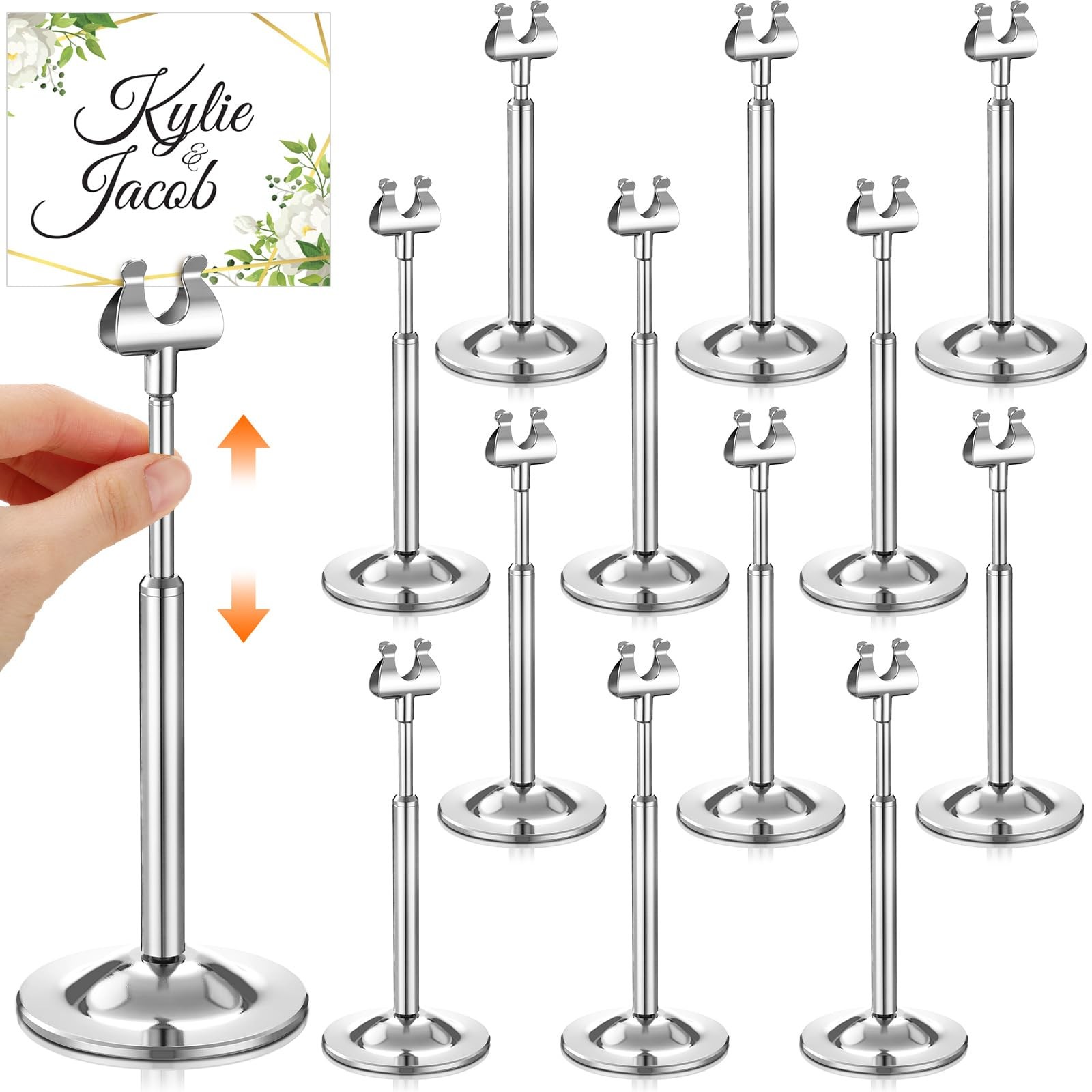 Silver 12 Set Table Number Holders Adjustable Metal Place Card Holders Harp-c…