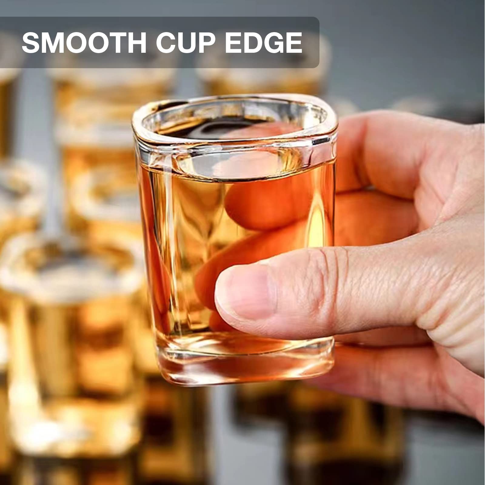 HeavyDuty Square Shot Glasses 2.2 oz Clear LeadFree Glass Set of 6 for Spirits