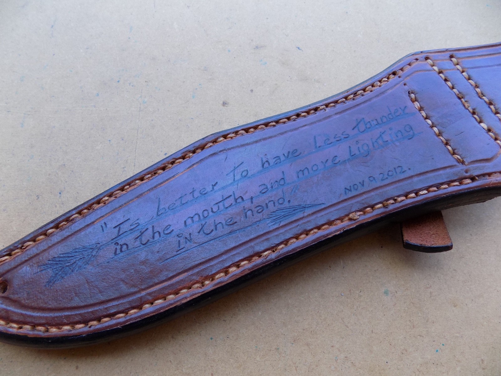 Eugene & Sons Large Custom Fighting Knife with Stag Handle