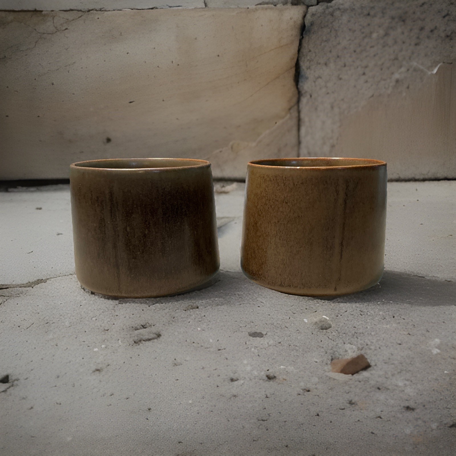 Two Starbucks 2013 Coffee/Tea Mugs Matte Brown Earth Tone 10 fL Oz