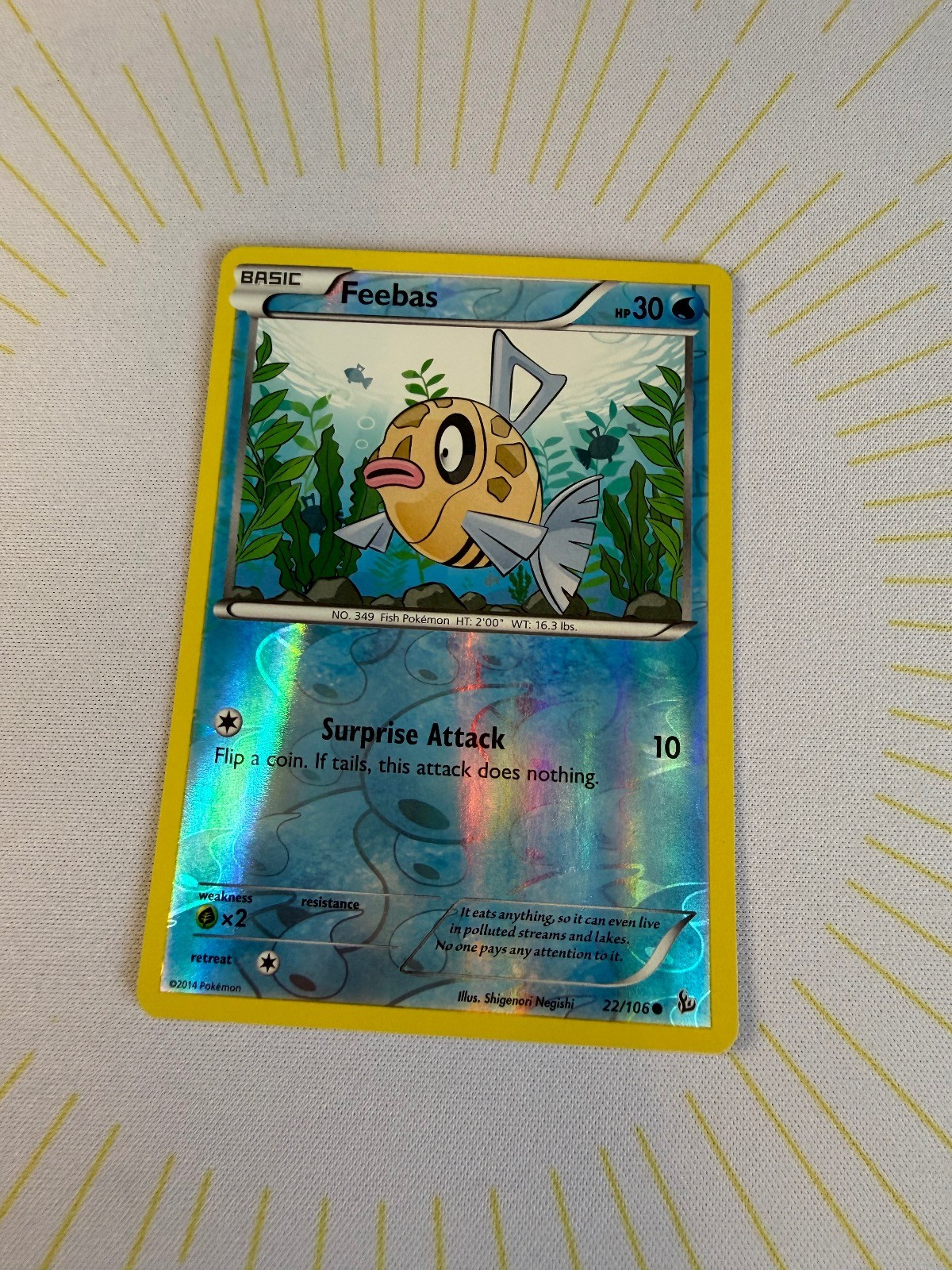 Feebas 22/106 Common Flashfire Pokemon Reverse Holo NM
