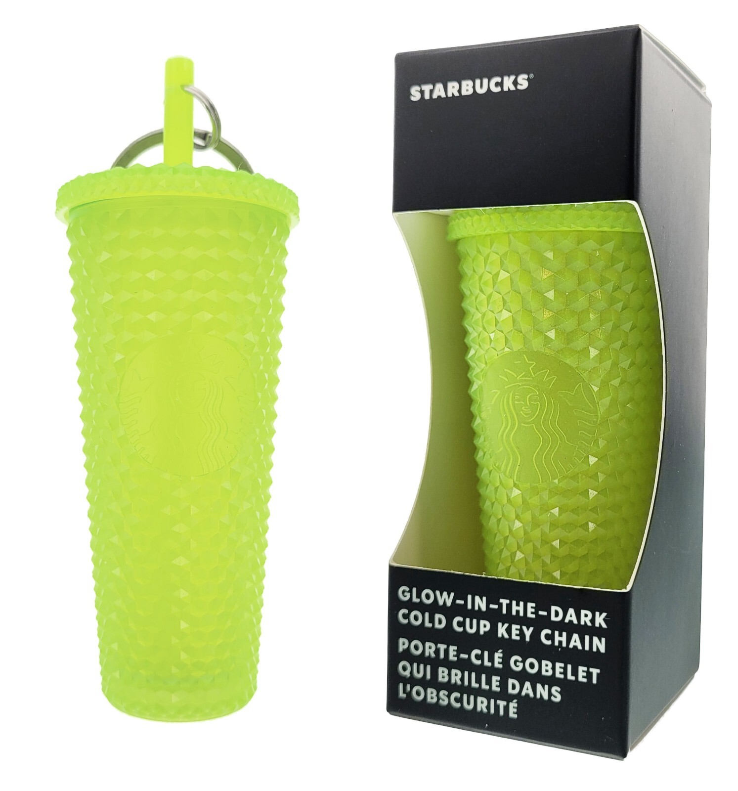 Starbucks Cold Cup Key Chain Halloween 2022, Glow in the Dark, Lemon Grass Green