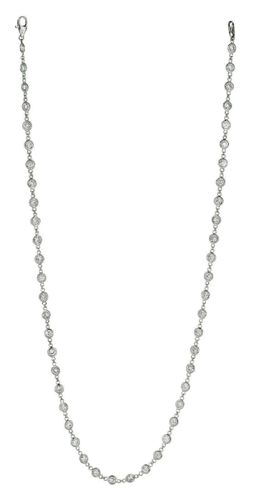 Mid-Cen 8.06 Carat Diamond By The Yard Necklace in 14K White Gold Over 20 inches