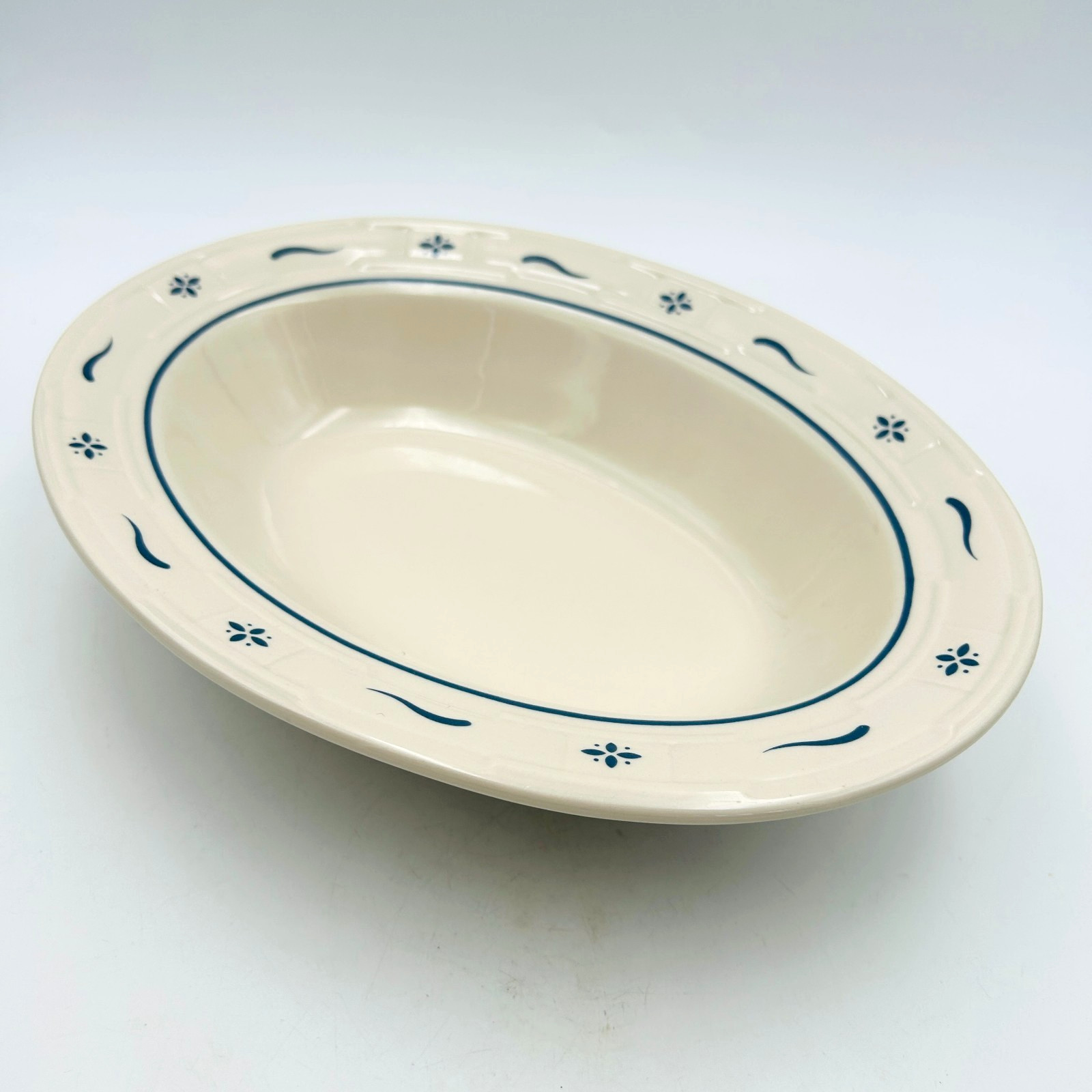 Longaberger Woven Traditions Heritage Oval Vegetable Serving Bowl 11 inch Blue