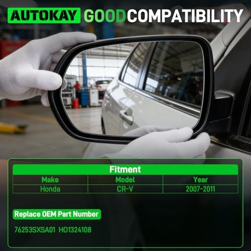 Left Driver Side Mirror Glass Compatible with Honda CR-V CRV 2007-2011,