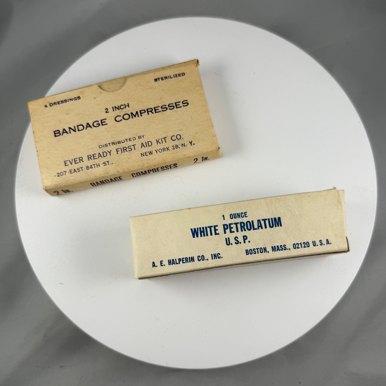 Vintage A.E. Halperin Halco Metal First Aid Kit w Supplies Conrail *See Details