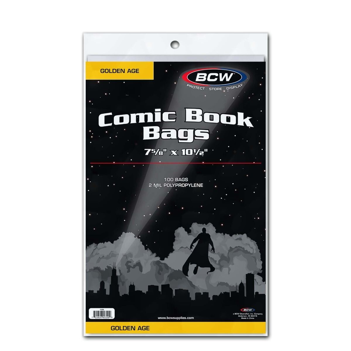 100 BCW Golden Age Comic Book Bags 7 5/8×10 1/2 Acid Free Safe Storage Sleeve