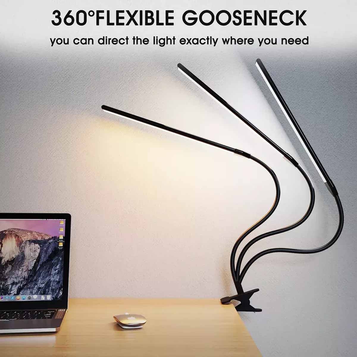 Foldable into a compact USB powered desk lamp gooseneck style