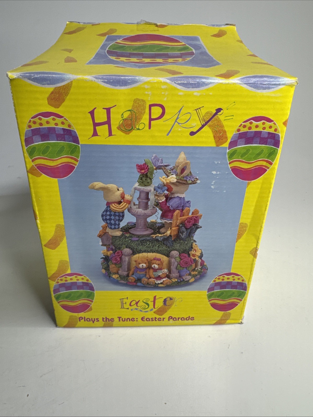 Vintage Easter Musical Ceramic “Easter Parade” 6 Inches Tall 6 Inches Wide