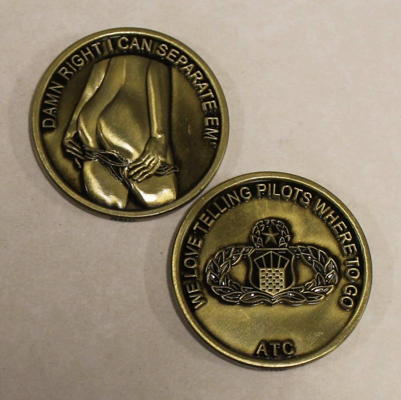 Air Traffic Control ATC D@MN RIGHT I CAN SEPARATE EM’ Air Force Challenge Coin