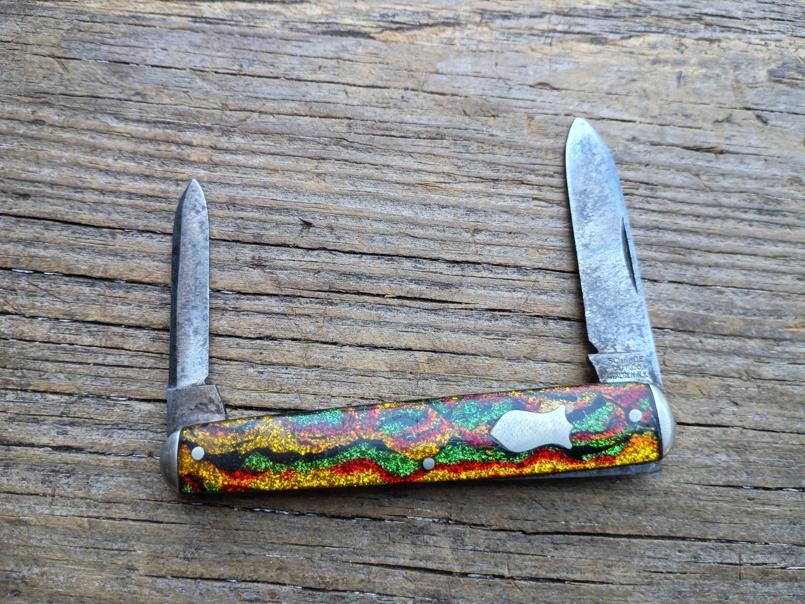 Vintage Schrade Cut. Co. Walden NY Christmas Tree Celluloid Pocket Knife