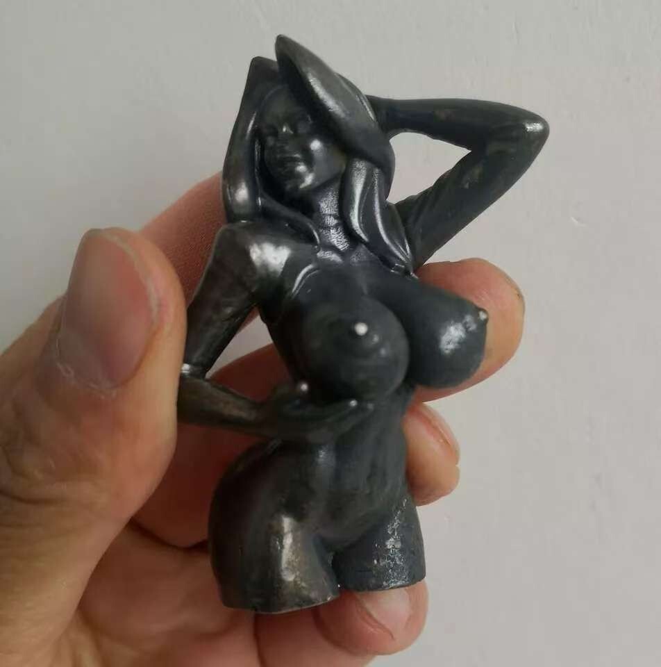 Solid color brass sexy busty girl female body statue