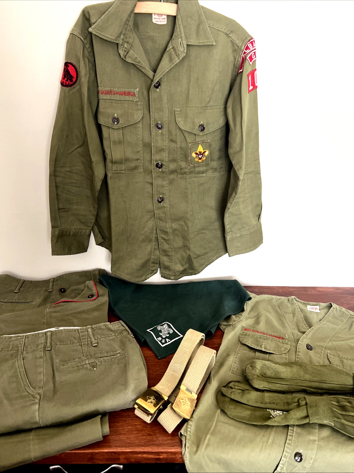 Vintage 1960s Boy Scouts BSA Uniform Shirts Pants Belts Socks Shorts Youth USA