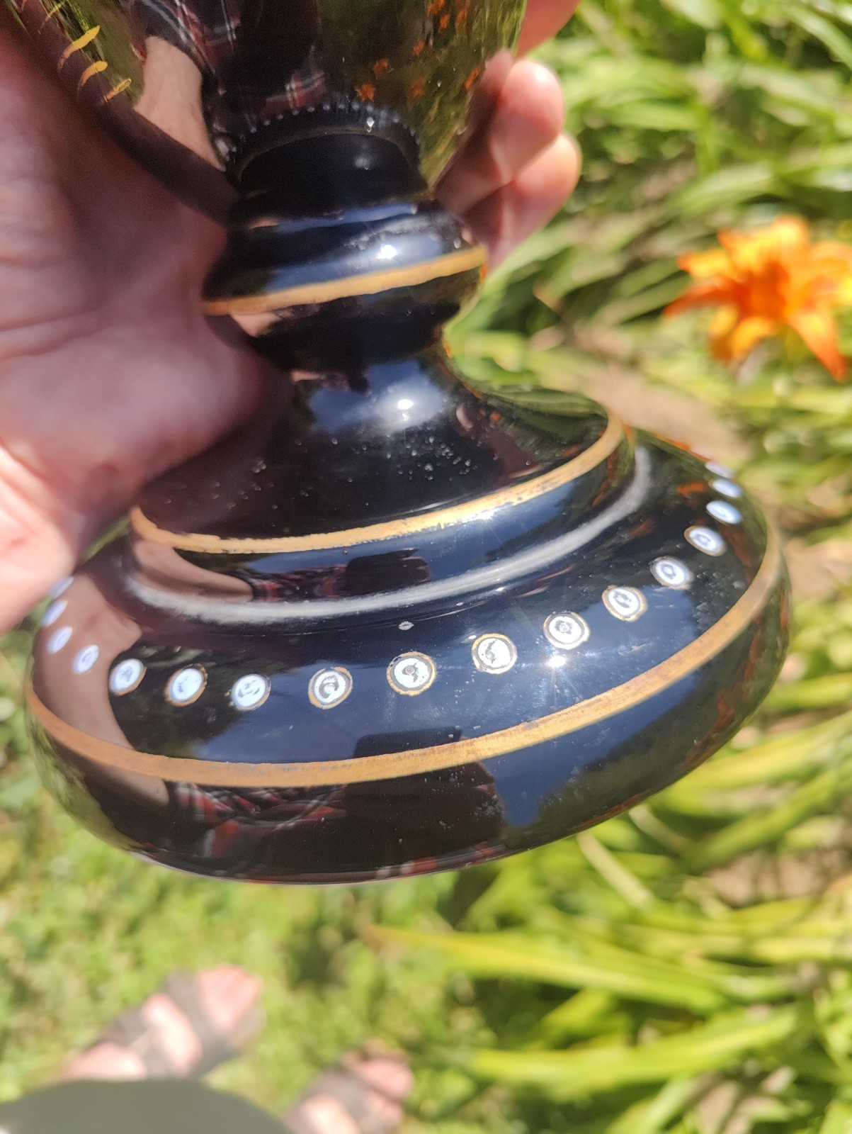 Original Victorian Famille Noire Enamel Decoration Butterflies Drop In Font Perf