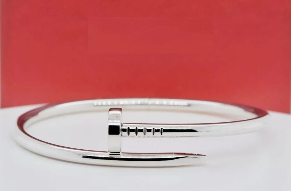 Sterling Silver Bracelet, White Gold Color Just Clou Bracelet 3.5MM, Full Box