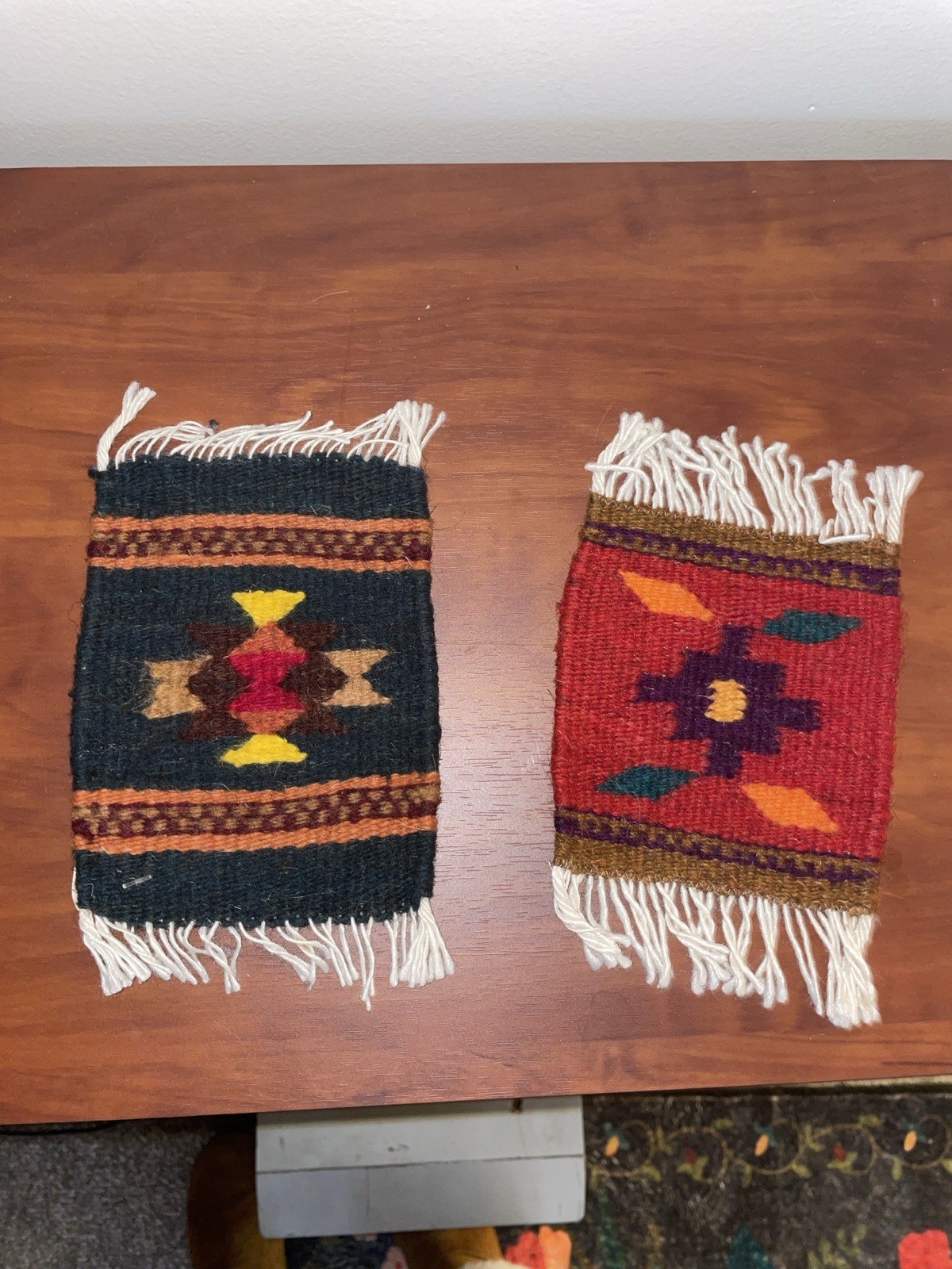 Zapotec hand-woven wool coaster, trivet,small rug. Great For Dollhouse Area Rugs