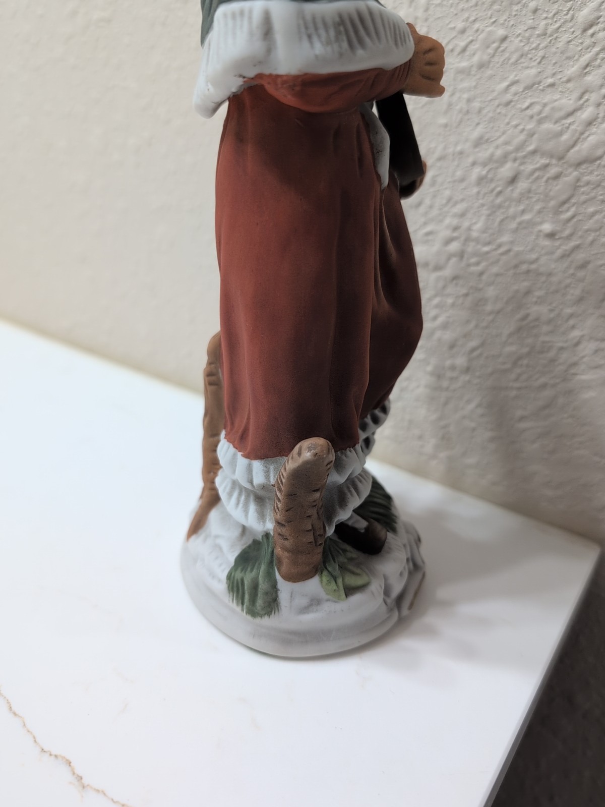 Vintage Figurine of Old Woman Playing a Harp, Ceramic, 10 Inches Tall, Musician