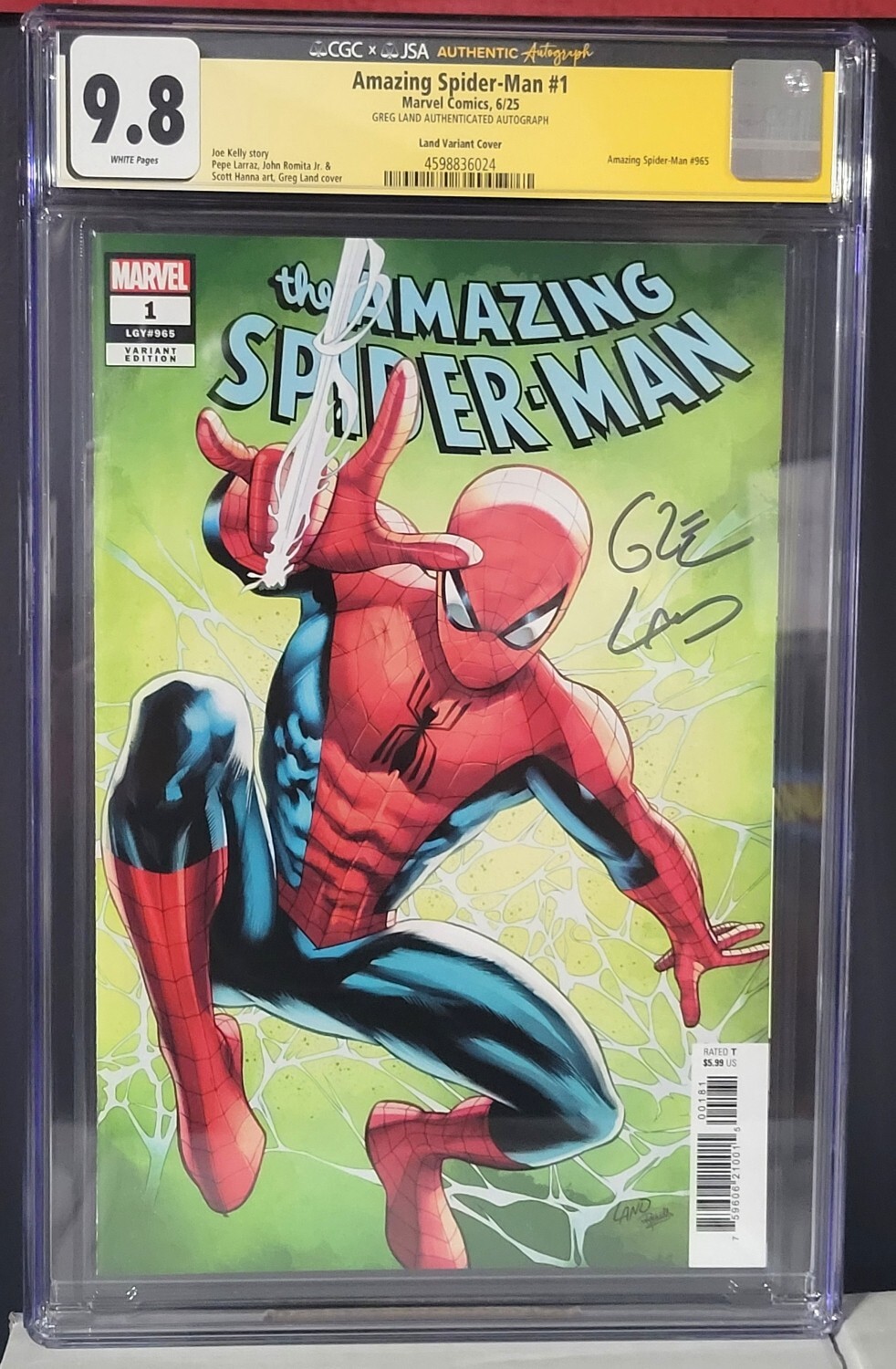 AMAZING SPIDER-MAN #1 LAND VAR SGN GREG LAND CGC 9.8 JSA AUTHENTICATED