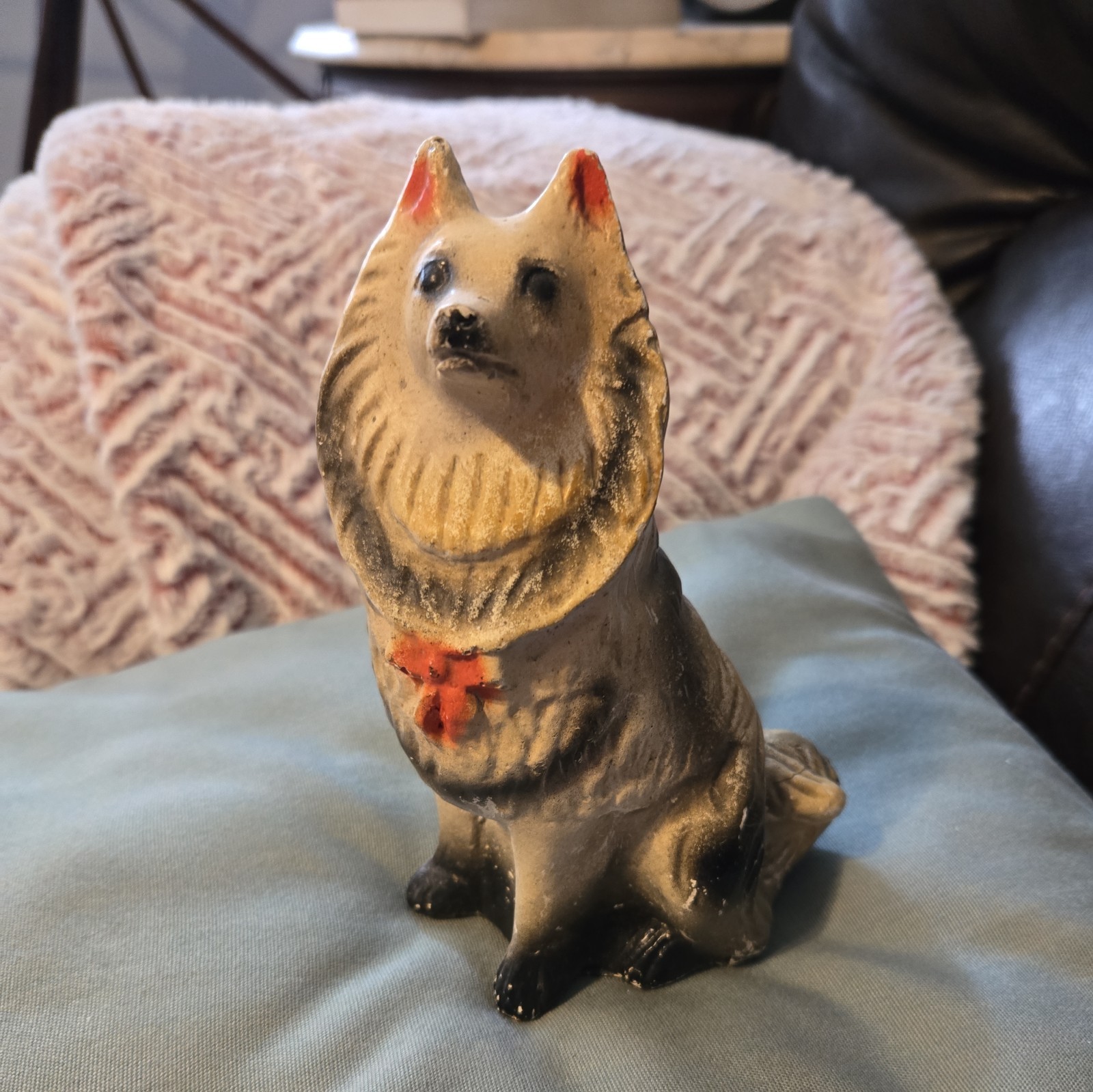 Vintage Chalkware Collie Carnival Prize Cottage Decor Pre Owned