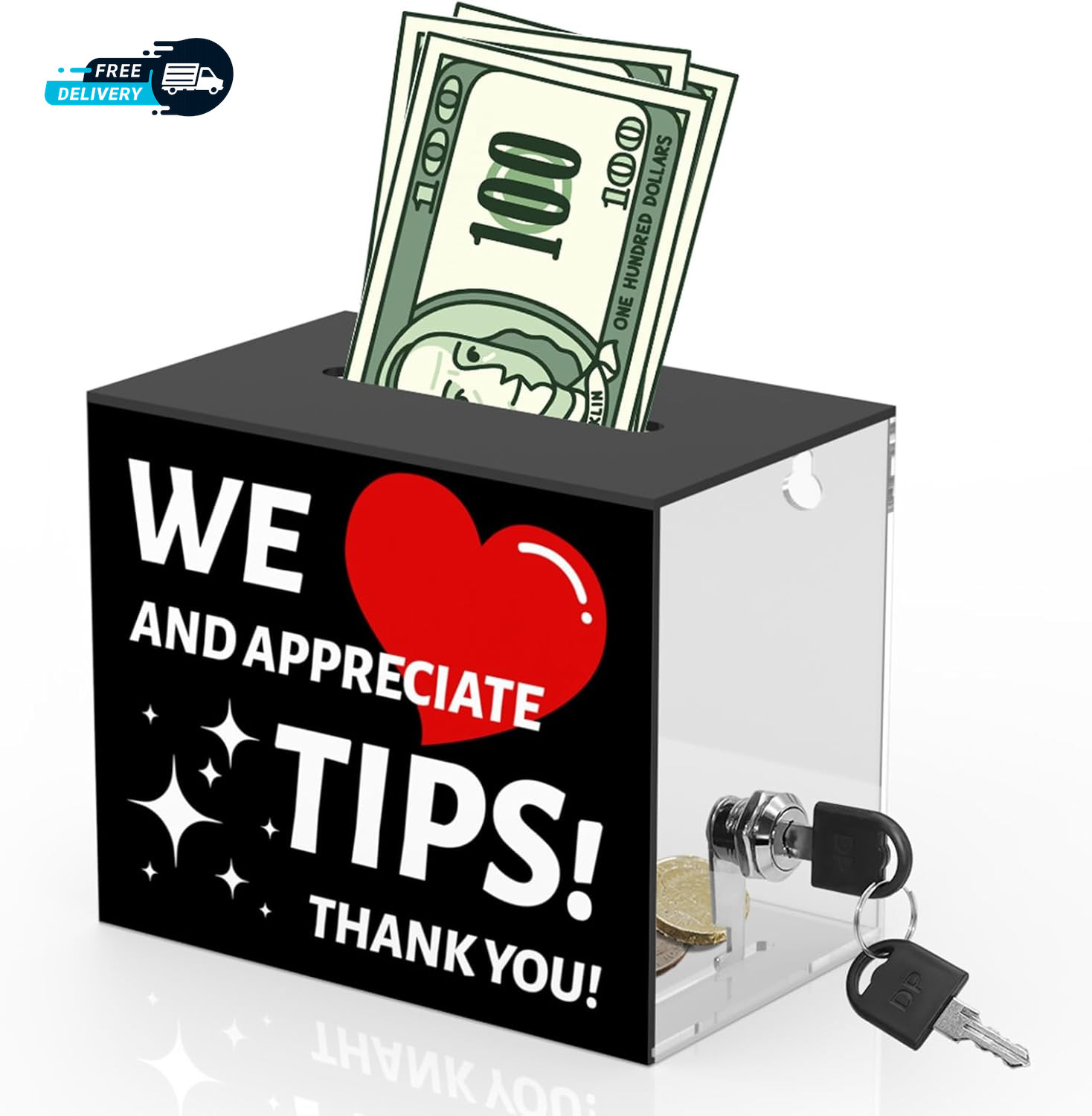 Acrylic Tip Jar for Bartender Tip Box Tip Jars Suggestion Box with Slot