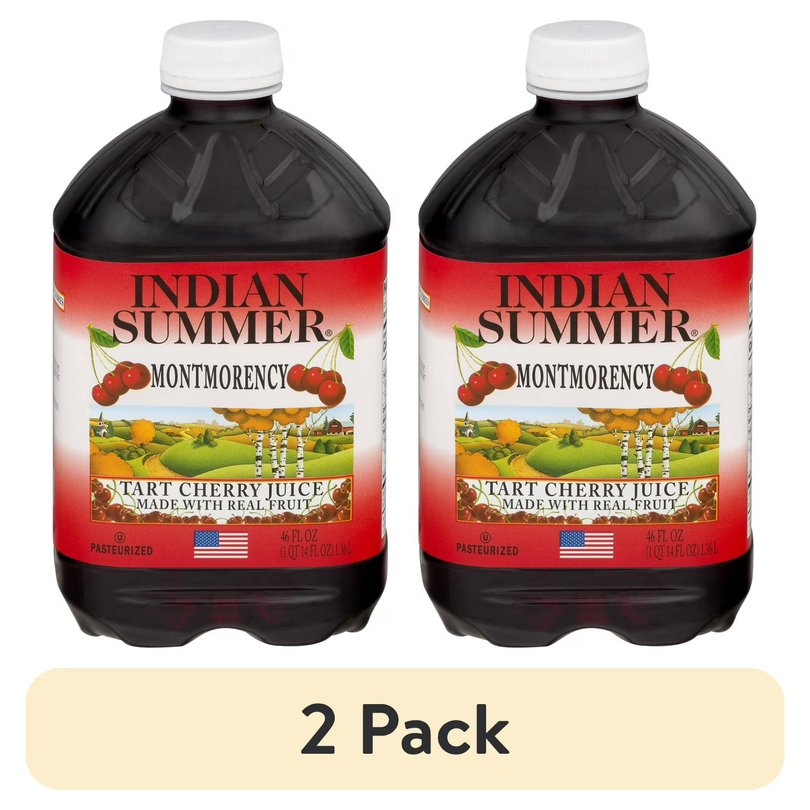 (2 Pack) Indian Summer 100% Montmorency Cherry Juice 46oz – US Stock No Fees