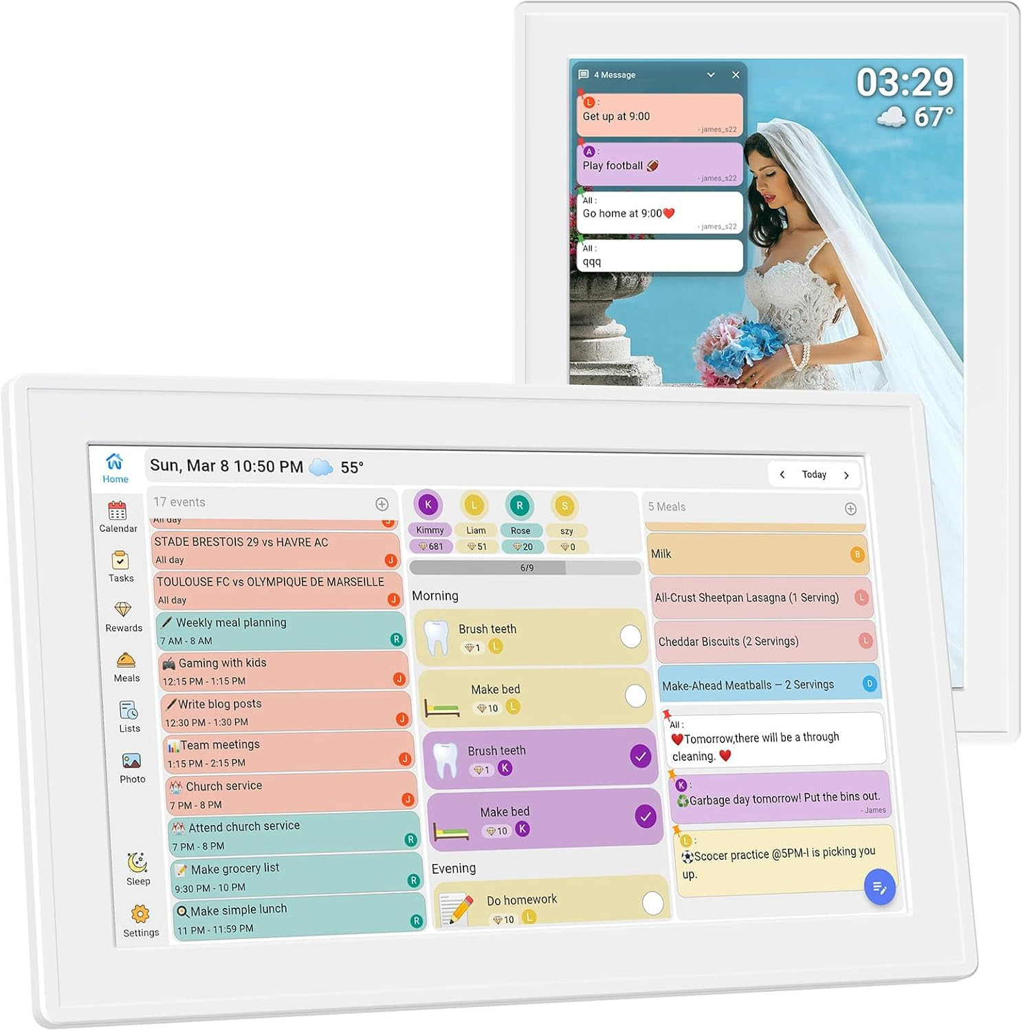 Digital Calendar with Touch Screen, Wall Mountable, Multi-Platform Calendar Sync