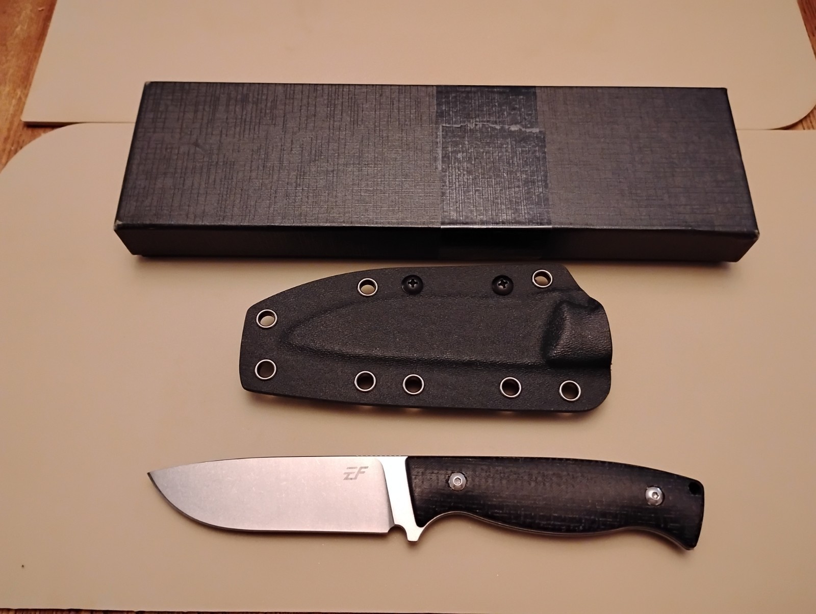 Eafengrow Fixed Blade Knife 3.8″DC53 Stainless Blade Micarta Handle Kydex Sheath