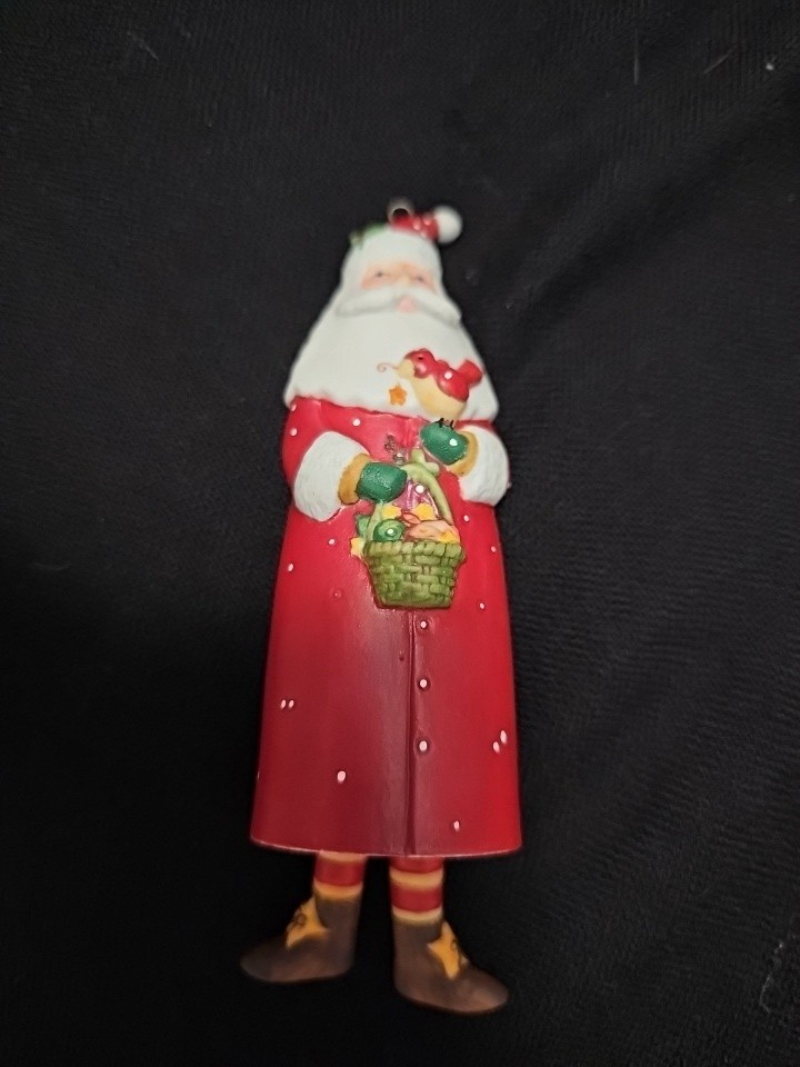 Santa Holding Cardinal & Basket VIV#4 w Dangling Legs for Clapper EUC