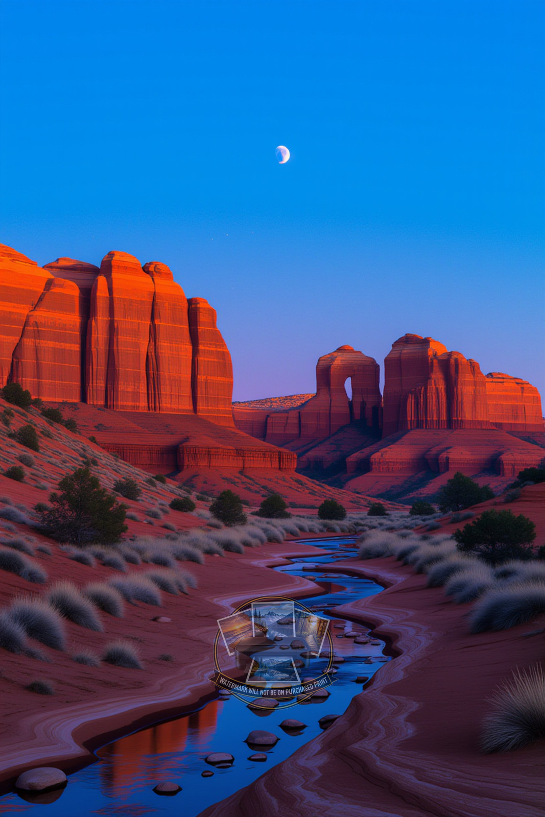 Towering Red Sandstone Hoodoos Stone Arches Deep Wall Art 4X6 Fantasy Photo