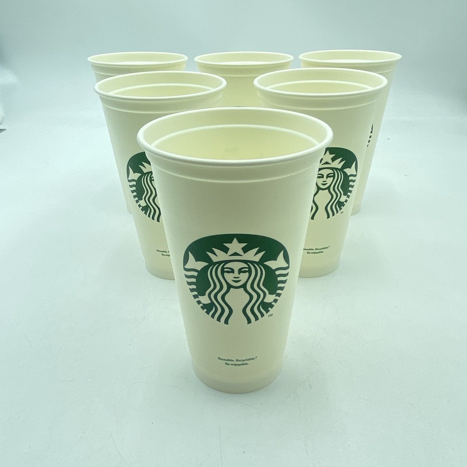 6x Starbucks 16oz Reuseable Hard Plastic Logo Grande Tall Coffee Cups