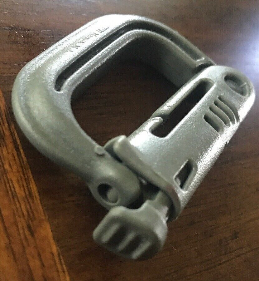 4 GrimLoc D-Ring Locking Carabiners, Foliage Green, ITW Nexus, MOLLE II, US Army